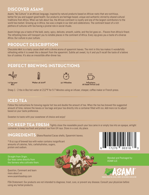 Cacao Mint Tea | Cocoa Husk Mint Tea | Chocolate Mint tea